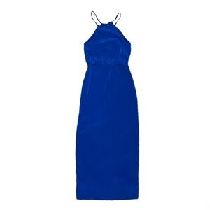 EverNew Cobalt Blue Maxi Dress Halter Neckline